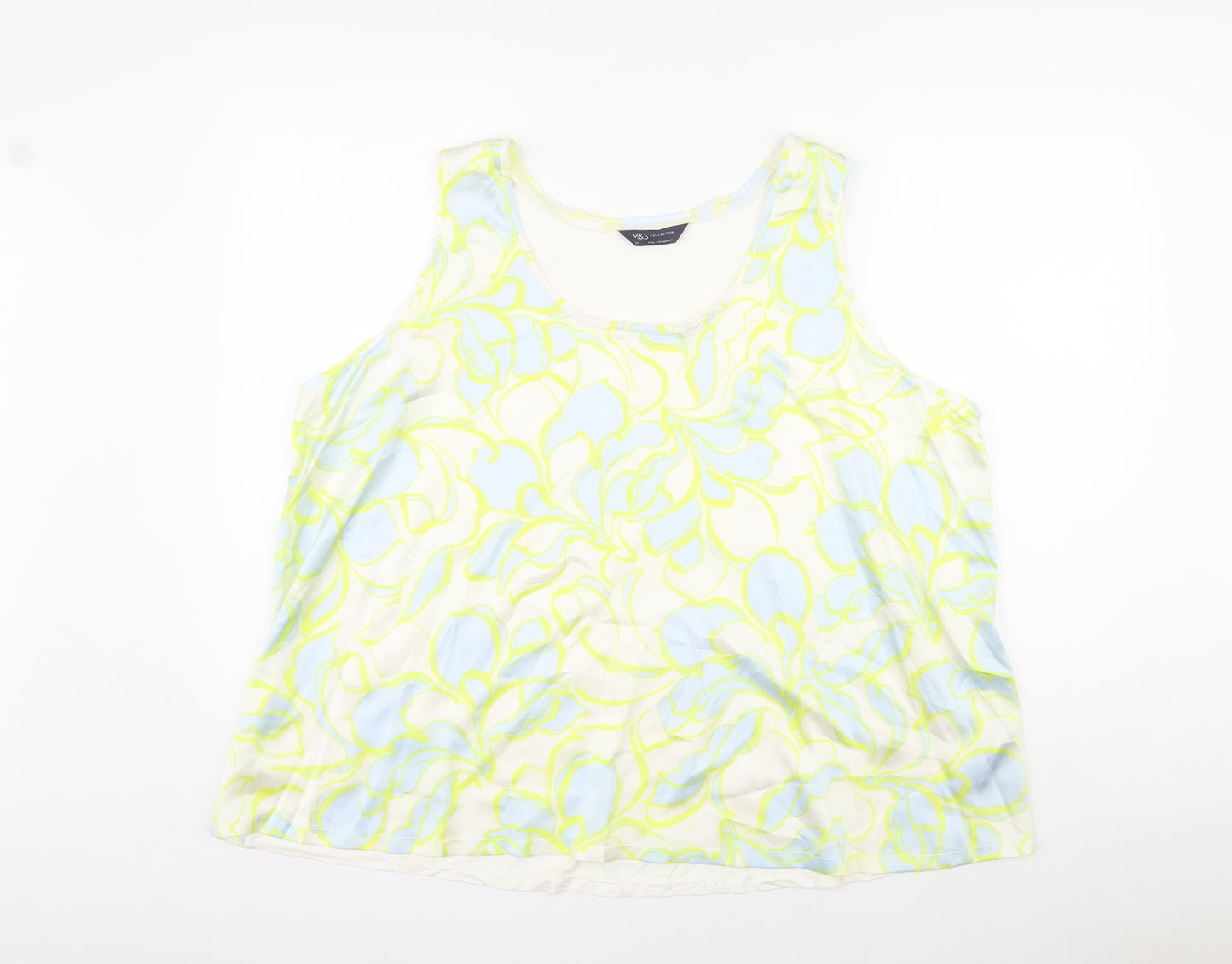 Marks and Spencer Womens Multicoloured Floral Polyester Basic Tank Size 24 Round Neck