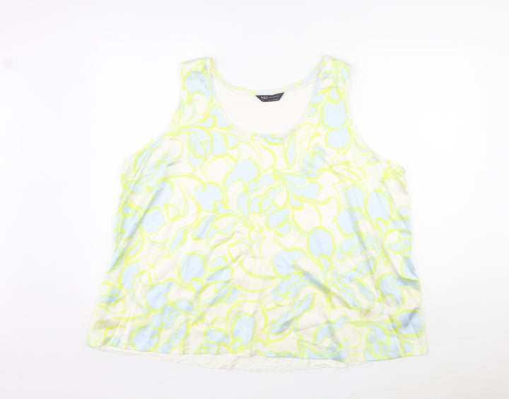 Marks and Spencer Womens Multicoloured Floral Polyester Basic Tank Size 24 Round Neck