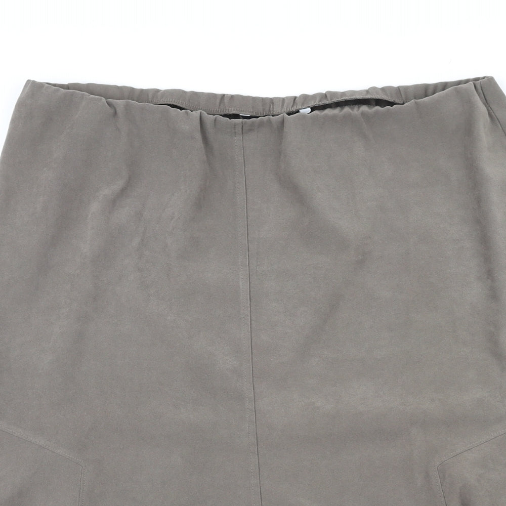Bonmarché Womens Grey Polyester A-Line Skirt Size 16
