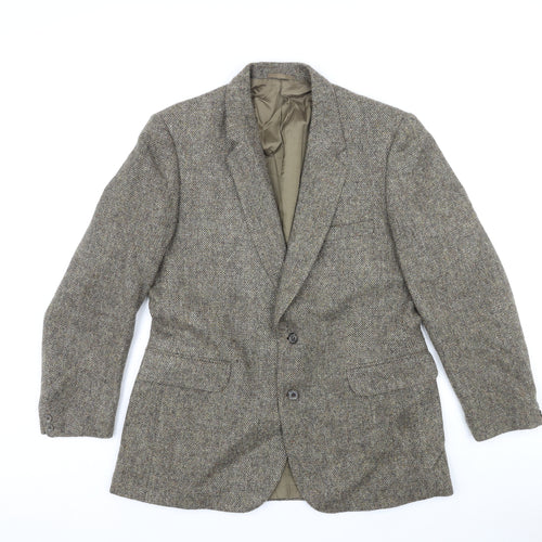 St Michael Mens Green Wool Jacket Blazer Size 42 Regular - Chest Size 41/42