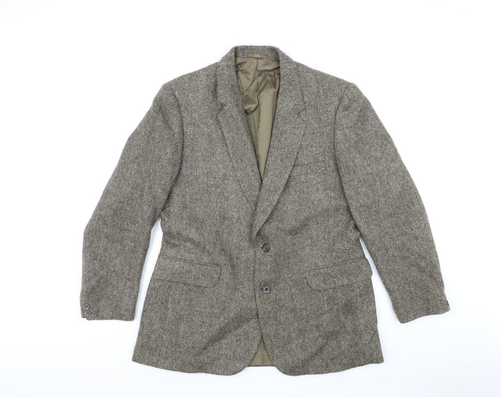 St Michael Mens Green Wool Jacket Blazer Size 42 Regular - Chest Size 41/42