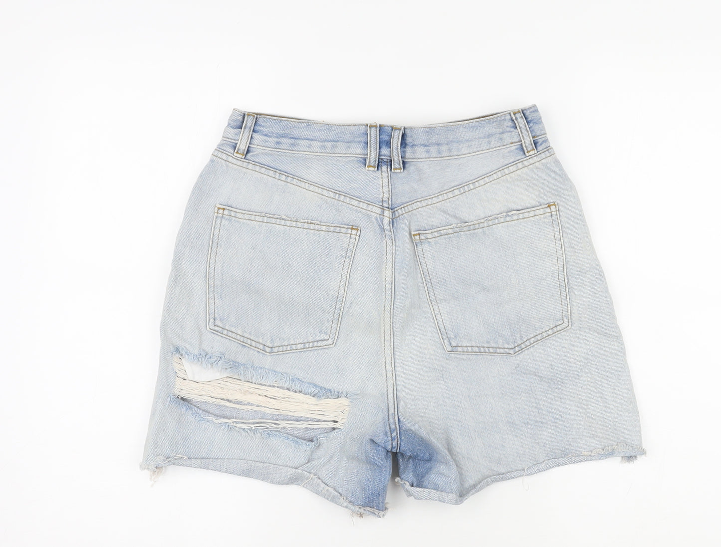 ASOS Womens Blue Cotton Hot Pants Shorts Size 10 L4 in Regular Zip - Distressed