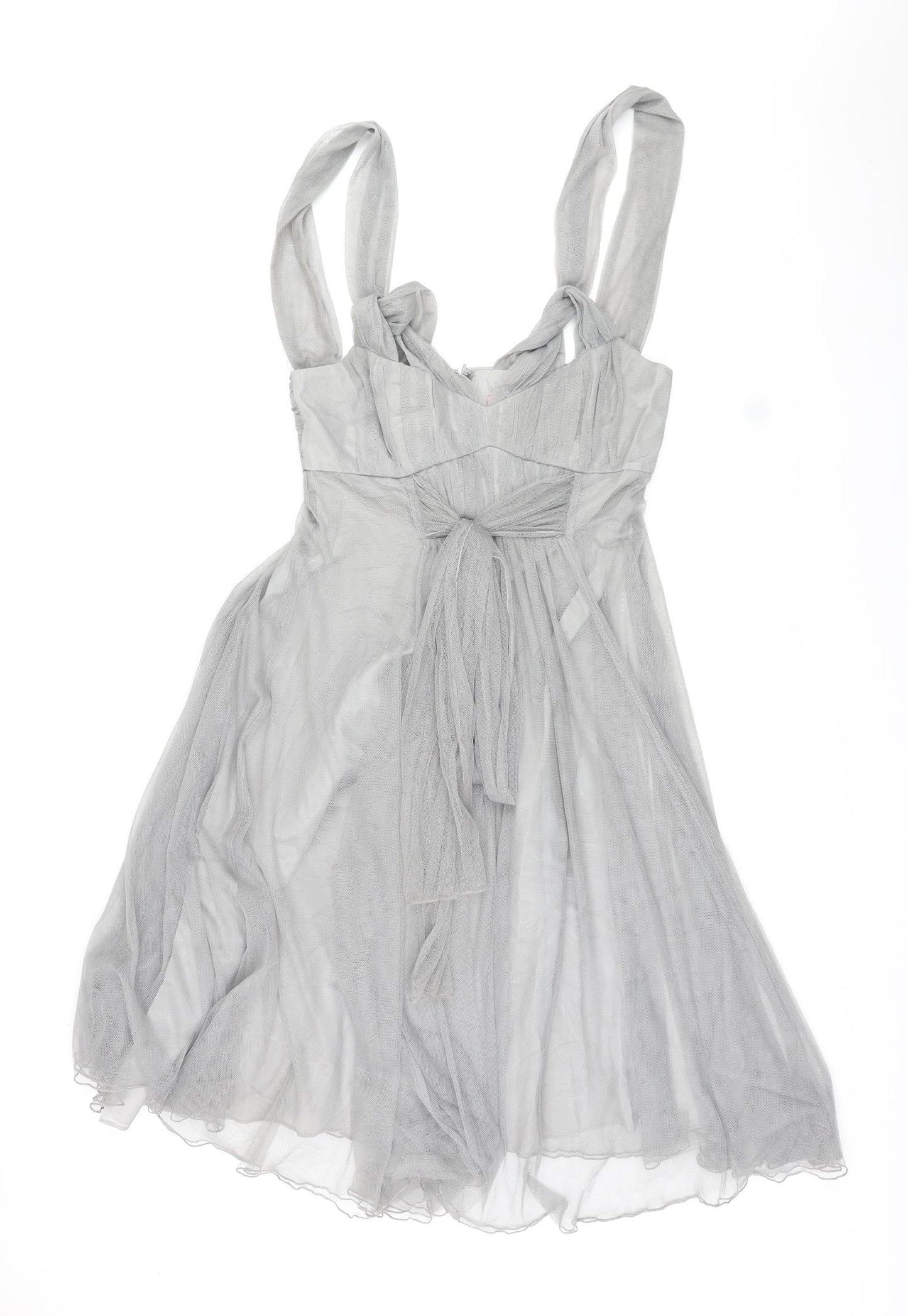 Phase Eight Womens Grey Polyester A-Line Size 10 Sweetheart Zip