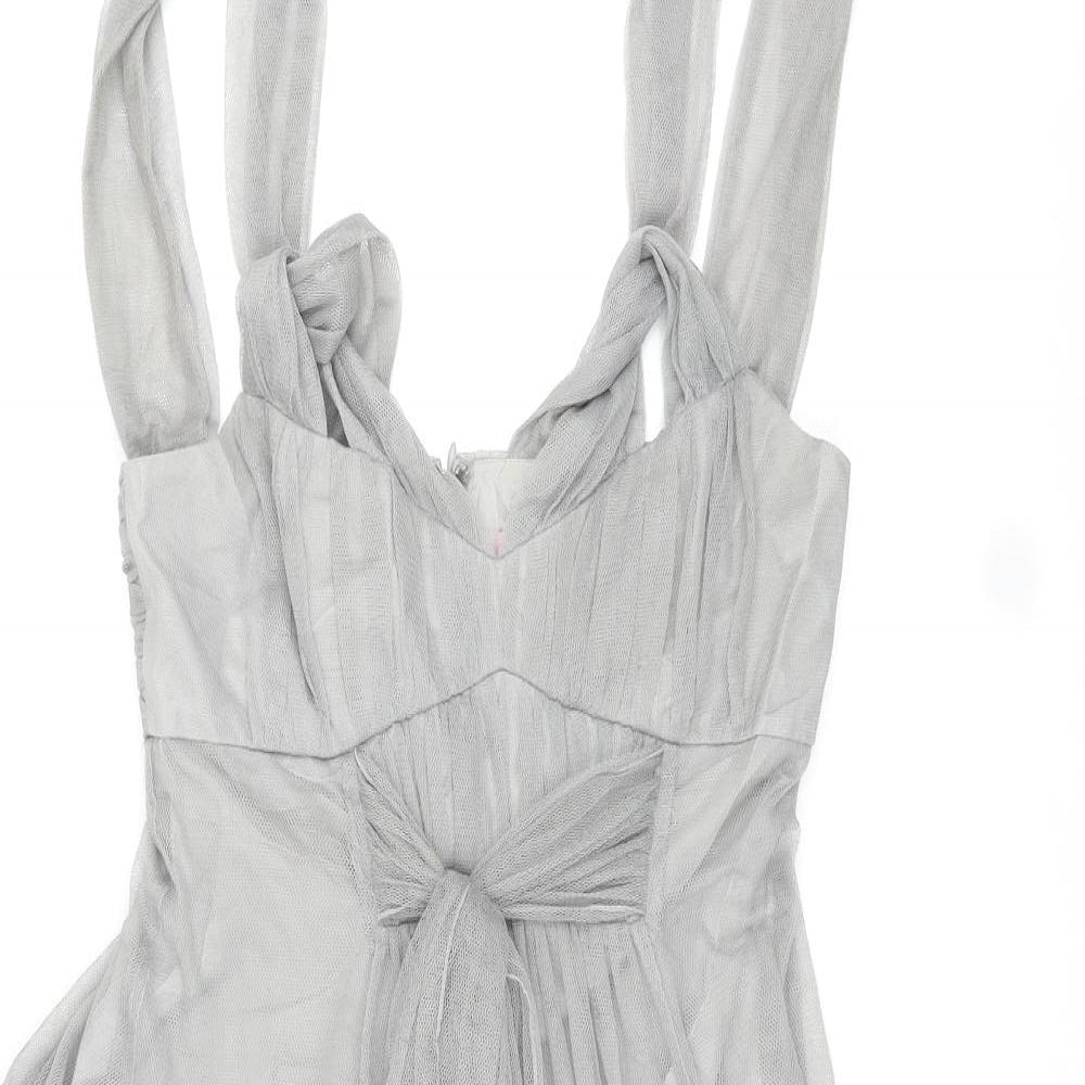 Phase Eight Womens Grey Polyester A-Line Size 10 Sweetheart Zip