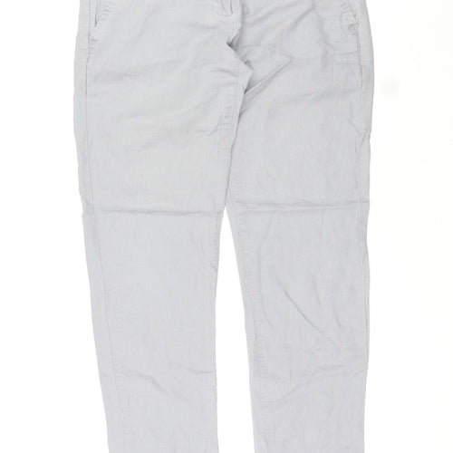 Gap Womens Grey Linen Chino Trousers Size 4 L27 in Regular Zip