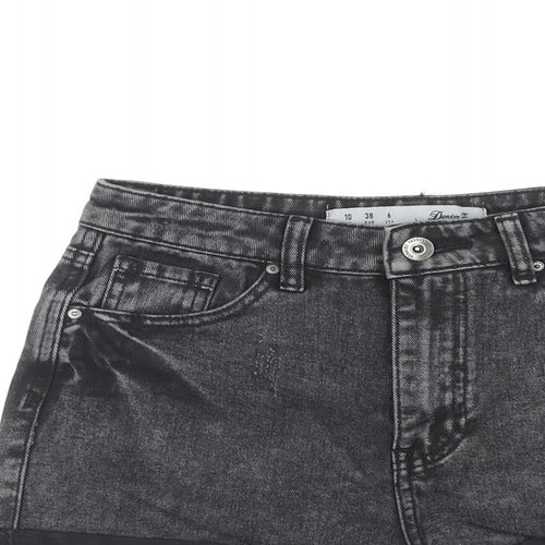 Denim & Co. Womens Black Cotton Hot Pants Shorts Size 10 L3 in Regular Zip