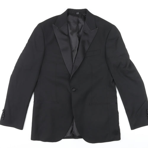 Marks and Spencer Mens Black Polyester Jacket Blazer Size 38 Regular