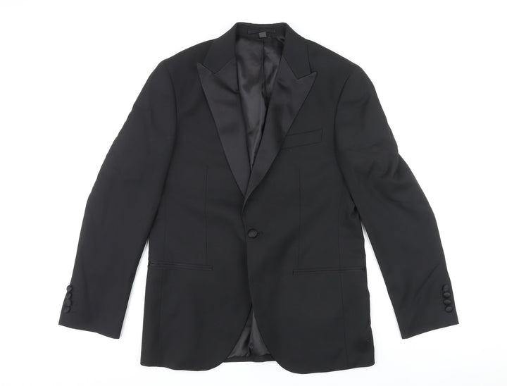 Marks and Spencer Mens Black Polyester Jacket Blazer Size 38 Regular