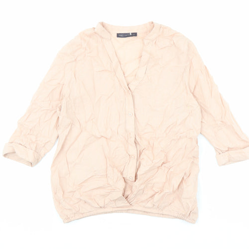 Marks and Spencer Womens Pink Modacrylic Basic Blouse Size 8 V-Neck - Elastic Waist
