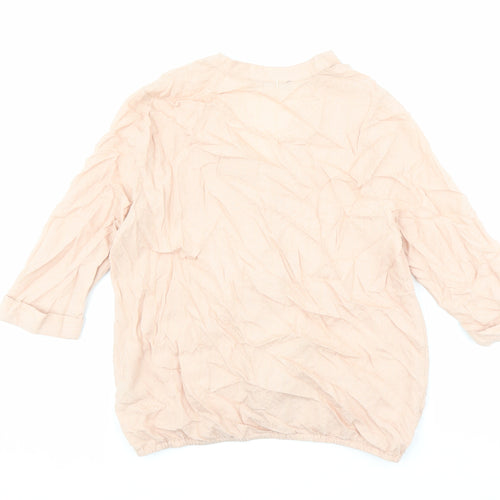 Marks and Spencer Womens Pink Modacrylic Basic Blouse Size 8 V-Neck - Elastic Waist