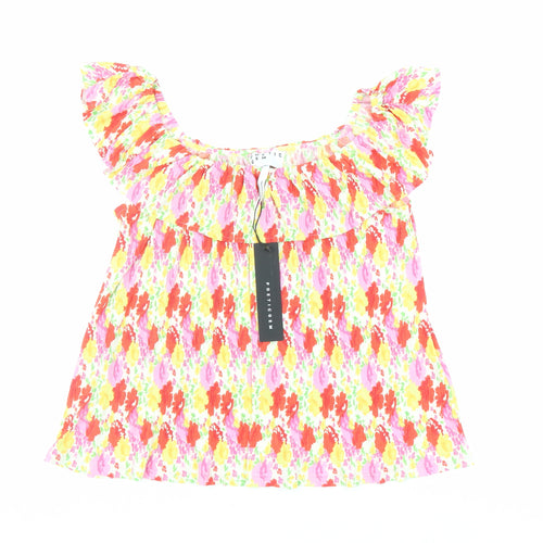 Poetic Gem Womens Multicoloured Geometric Polyester Basic Blouse Size 12 Boat Neck
