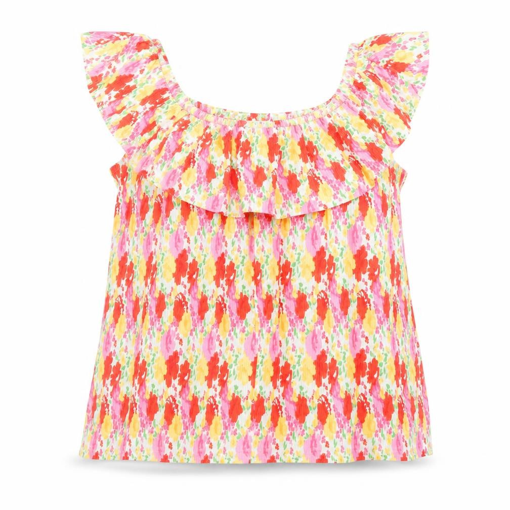 Front view of Poetic Gem women’s multicoloured geometric polyester basic blouse, size UK 12, boat neck