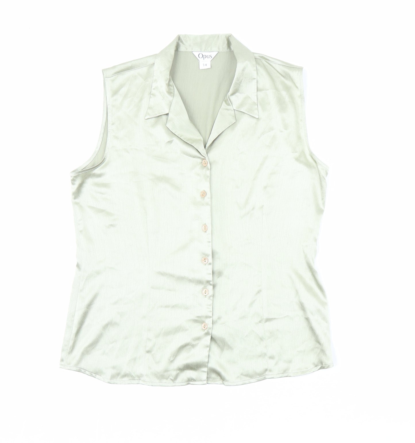 OPUS Womens Green Polyester Basic Button-Up Size 14 Collared