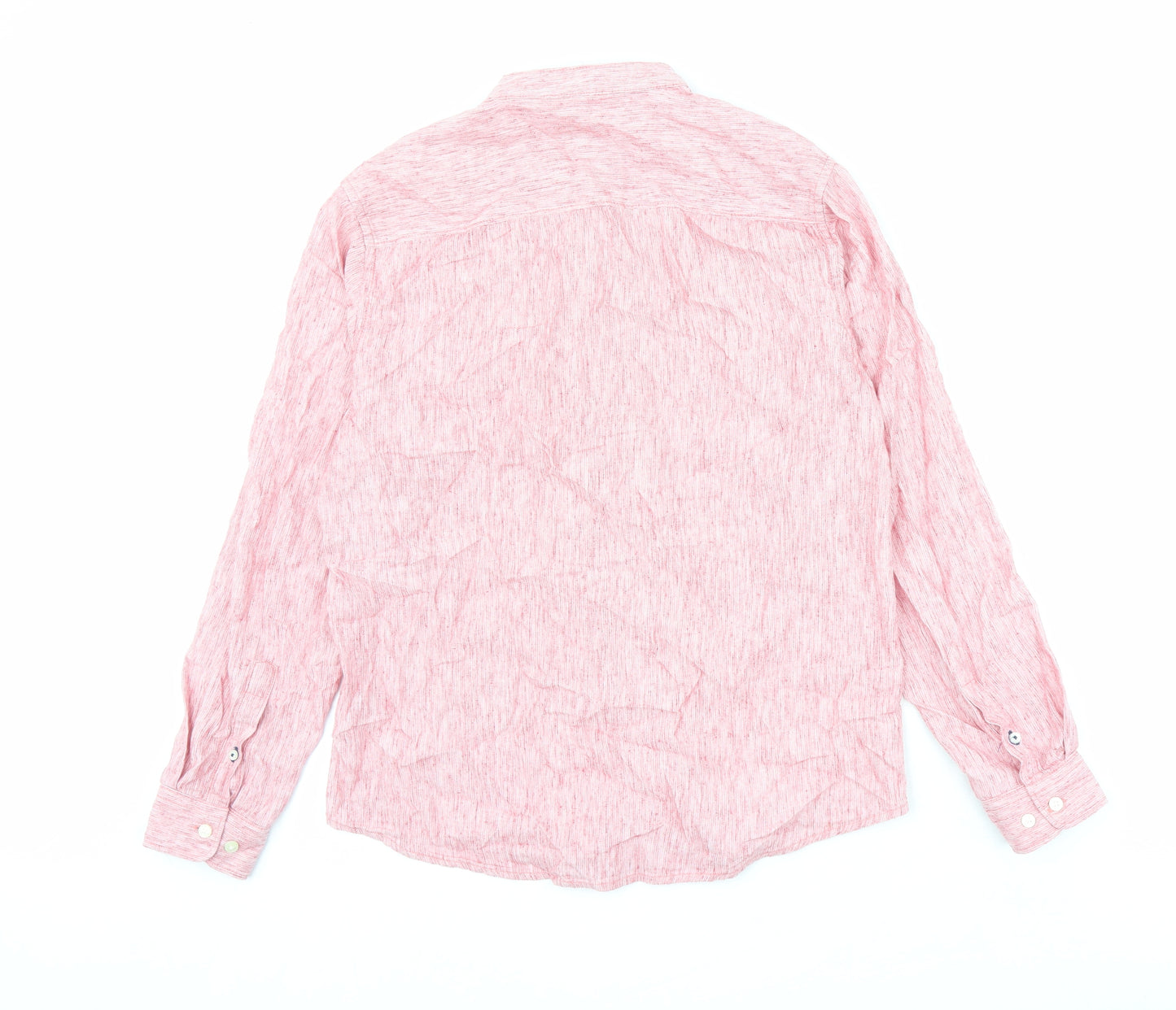 Net Play Mens Pink Cotton Button-Up Size 40 Mock Neck Button