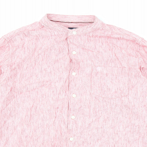 Net Play Mens Pink Cotton Button-Up Size 40 Mock Neck Button