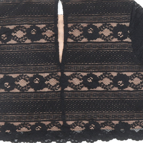 H&M Womens Black Geometric Polyamide Basic Blouse Size M Round Neck