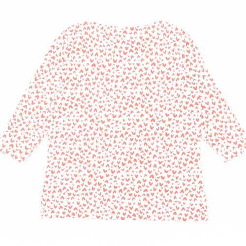 Marks and Spencer Womens White Geometric Cotton Basic T-Shirt Size 20 Boat Neck - Heart Pattern