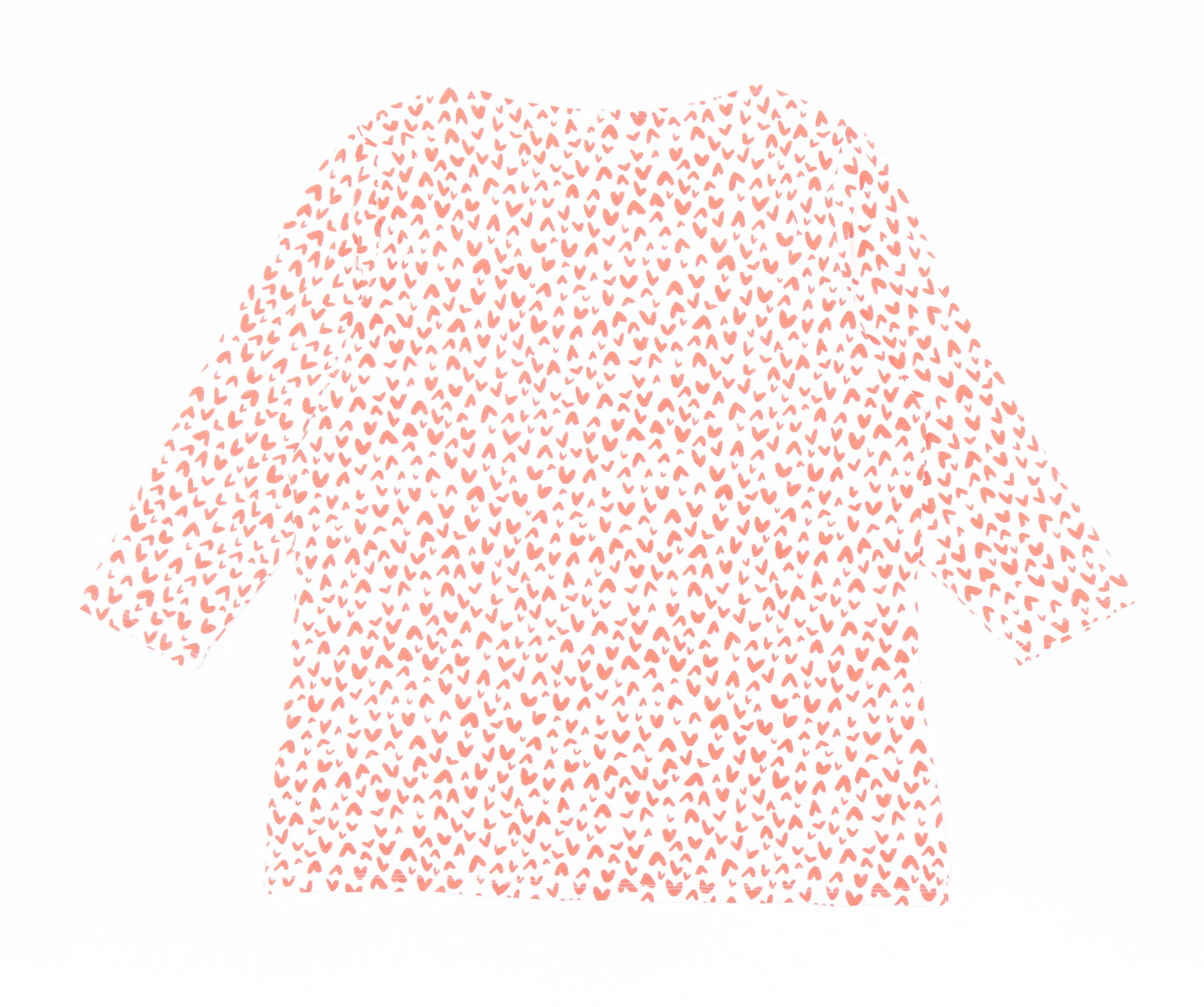 Marks and Spencer Womens White Geometric Cotton Basic T-Shirt Size 20 Boat Neck - Heart Pattern