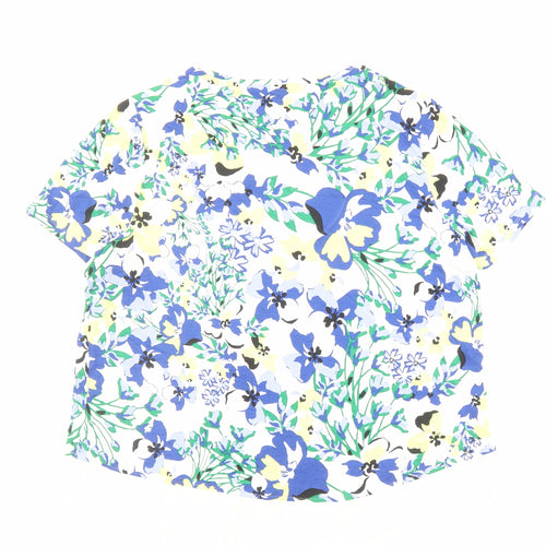 Marks and Spencer Womens Ivory Floral Viscose Basic Blouse Size 16 V-Neck