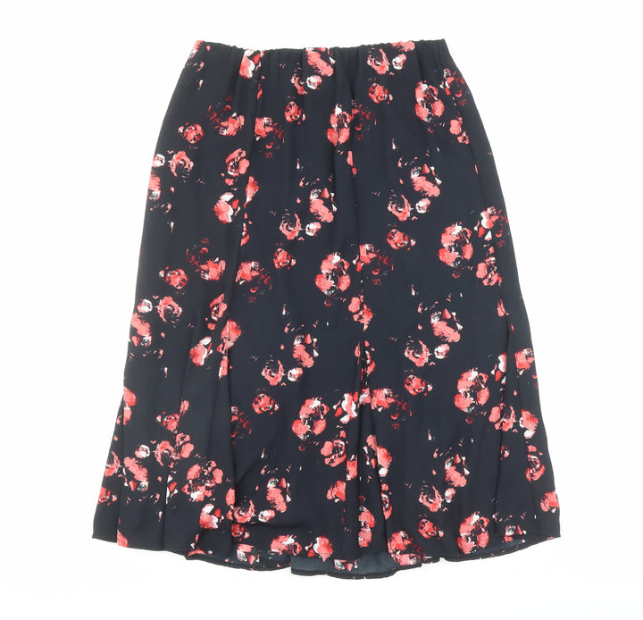 Créaline Womens Black Geometric Polyester Flare Skirt Size 14