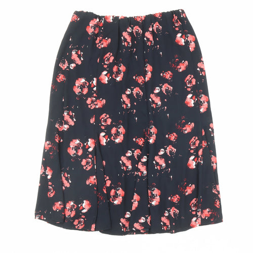 Créaline Womens Black Geometric Polyester Flare Skirt Size 14