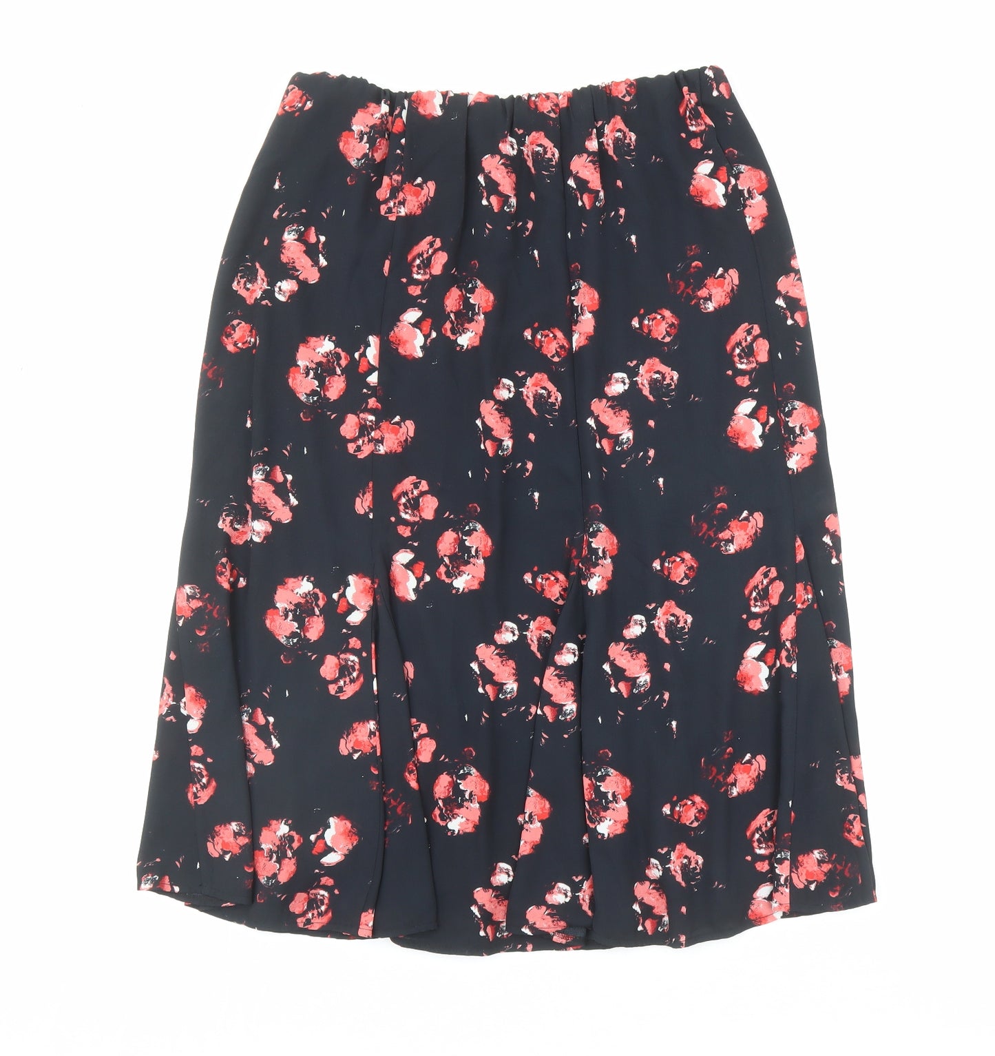Créaline Womens Black Geometric Polyester Flare Skirt Size 14