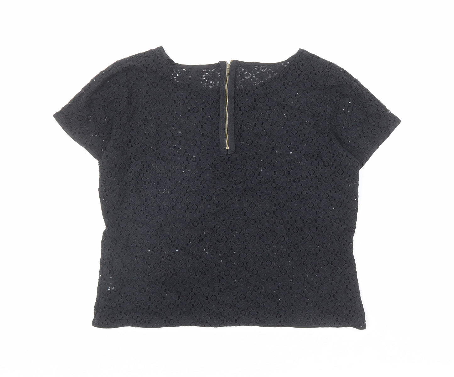 Hearts & Bows Womens Black Polyester Basic T-Shirt Size M Round Neck