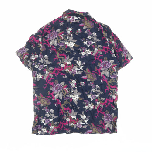 Rosanna Womens Blue Floral Viscose Basic Button-Up Size 12 Collared