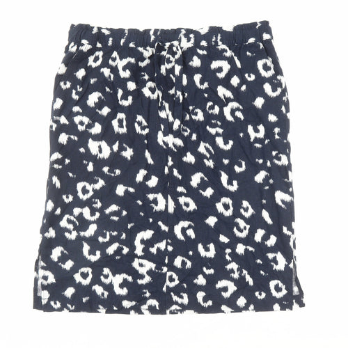 Marks and Spencer Womens Blue Animal Print Flax A-Line Skirt Size 24 - Leopard Print