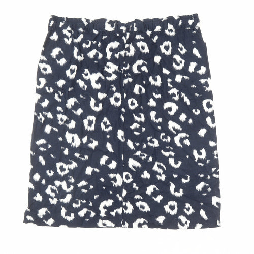 Marks and Spencer Womens Blue Animal Print Flax A-Line Skirt Size 24 - Leopard Print