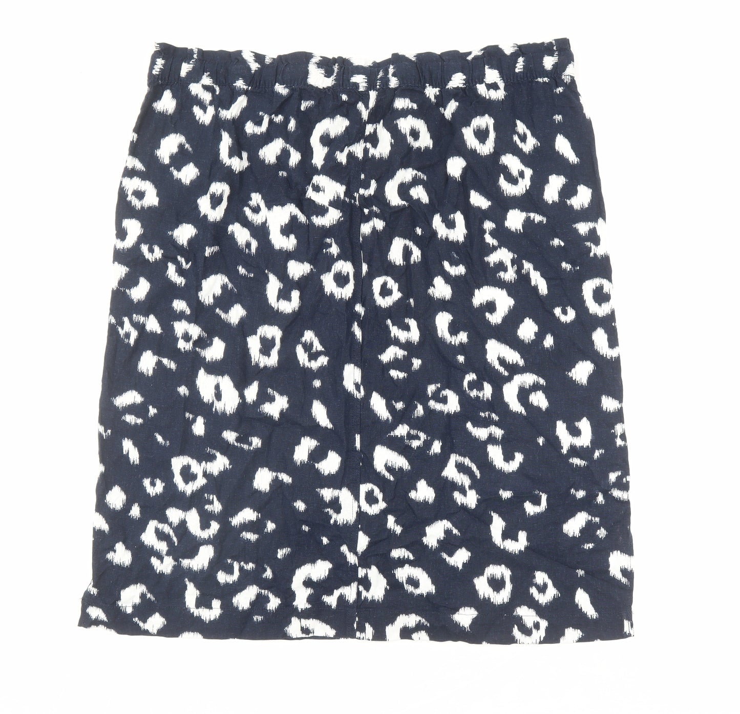 Marks and Spencer Womens Blue Animal Print Flax A-Line Skirt Size 24 - Leopard Print