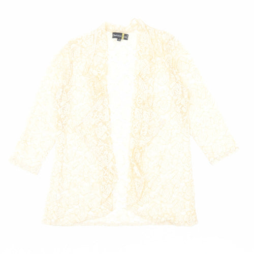 Charlotte Gold Womens Gold Floral Polyester Kimono Blouse Size 12 V-Neck - Open