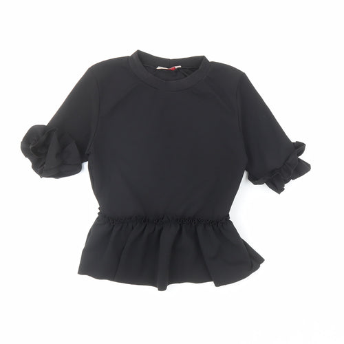 Style Plus Womens Black Polyester Basic Blouse Size 6 Round Neck