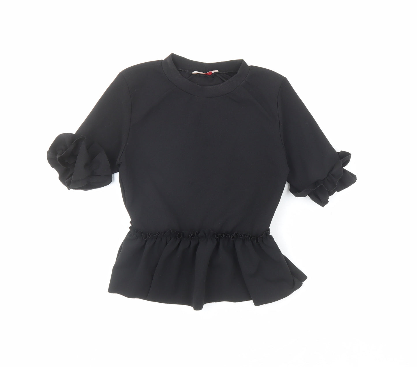 Style Plus Womens Black Polyester Basic Blouse Size 6 Round Neck