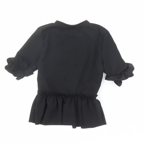 Style Plus Womens Black Polyester Basic Blouse Size 6 Round Neck
