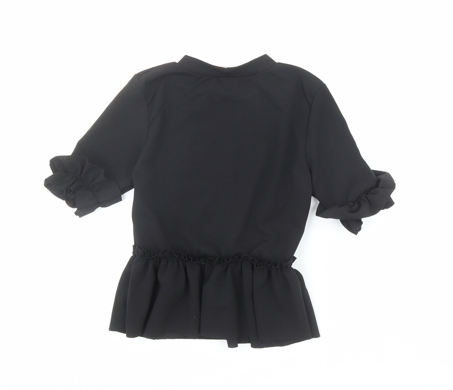 Style Plus Womens Black Polyester Basic Blouse Size 6 Round Neck