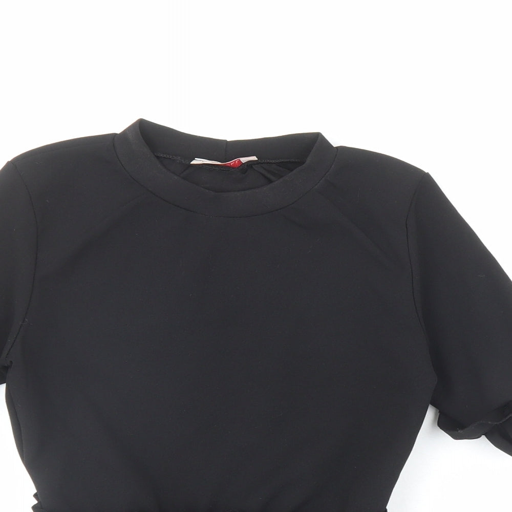 Style Plus Womens Black Polyester Basic Blouse Size 6 Round Neck
