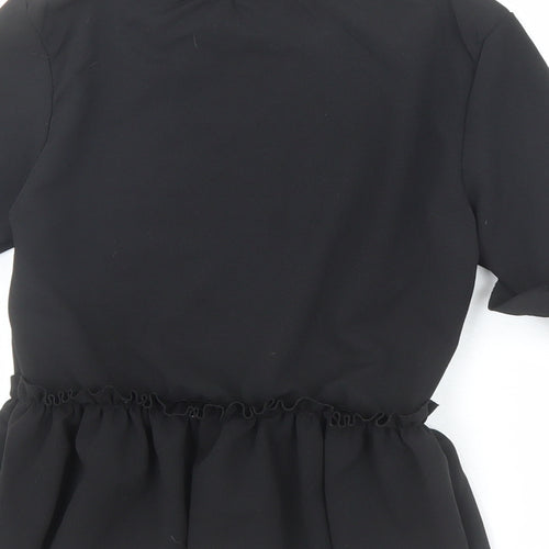 Style Plus Womens Black Polyester Basic Blouse Size 6 Round Neck