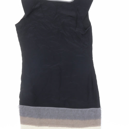 Ted Baker Womens Black Silk Shift Size 12 Scoop Neck Zip - Ted Baker Size 3