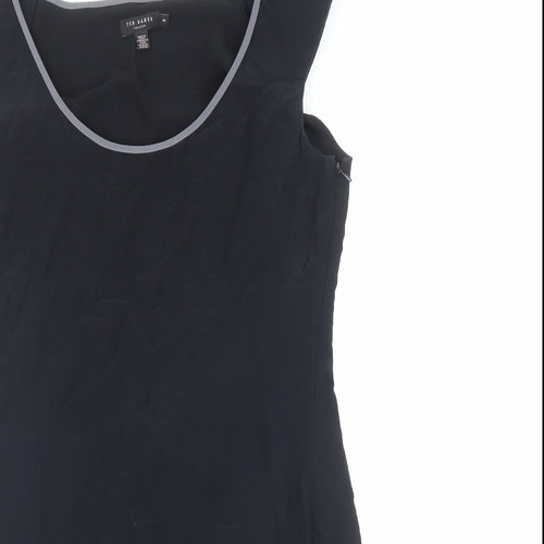 Ted Baker Womens Black Silk Shift Size 12 Scoop Neck Zip - Ted Baker Size 3