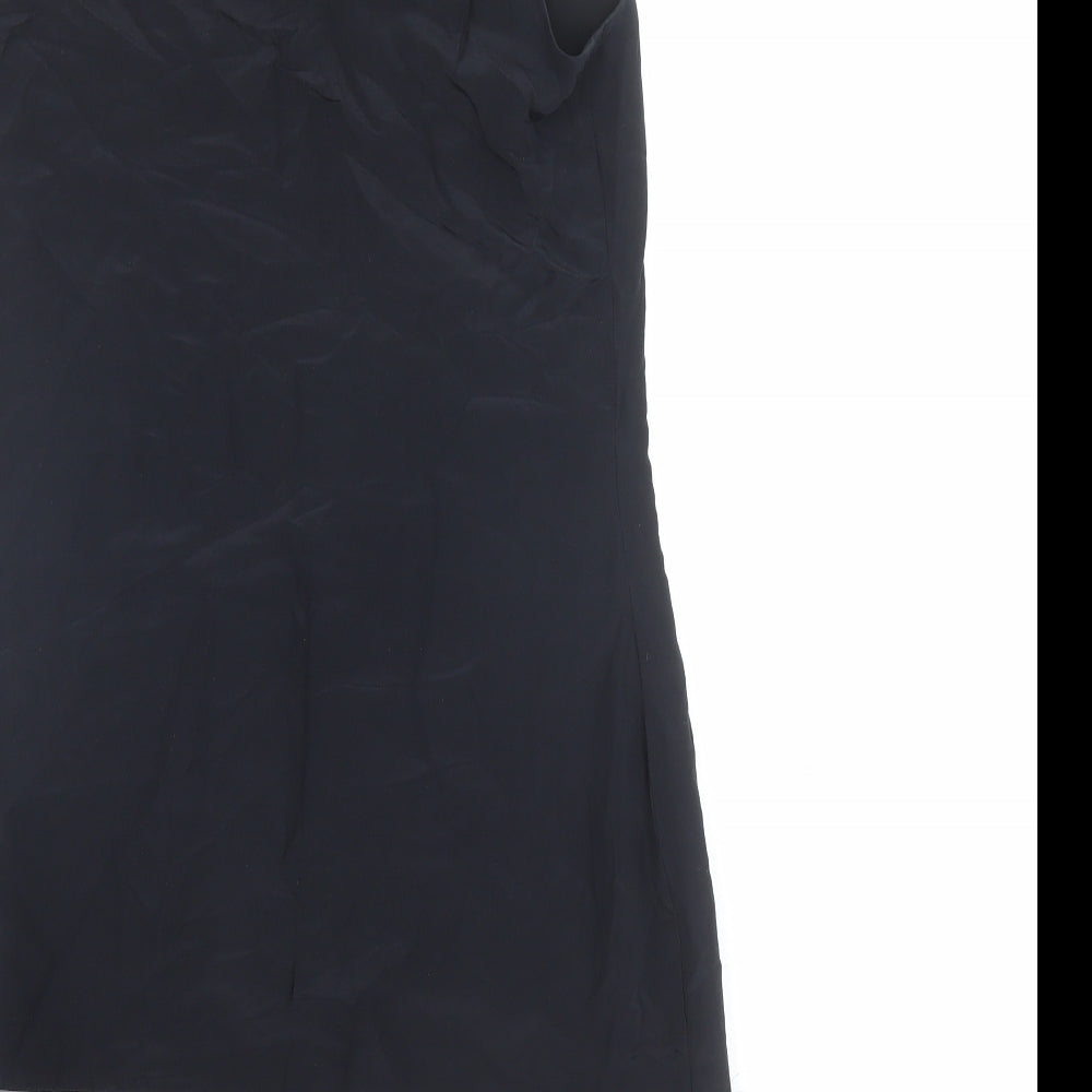 Ted Baker Womens Black Silk Shift Size 12 Scoop Neck Zip - Ted Baker Size 3