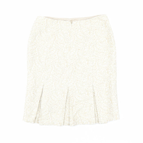 Ann Taylor Womens Beige Geometric Cotton Straight & Pencil Skirt Size 4 Zip