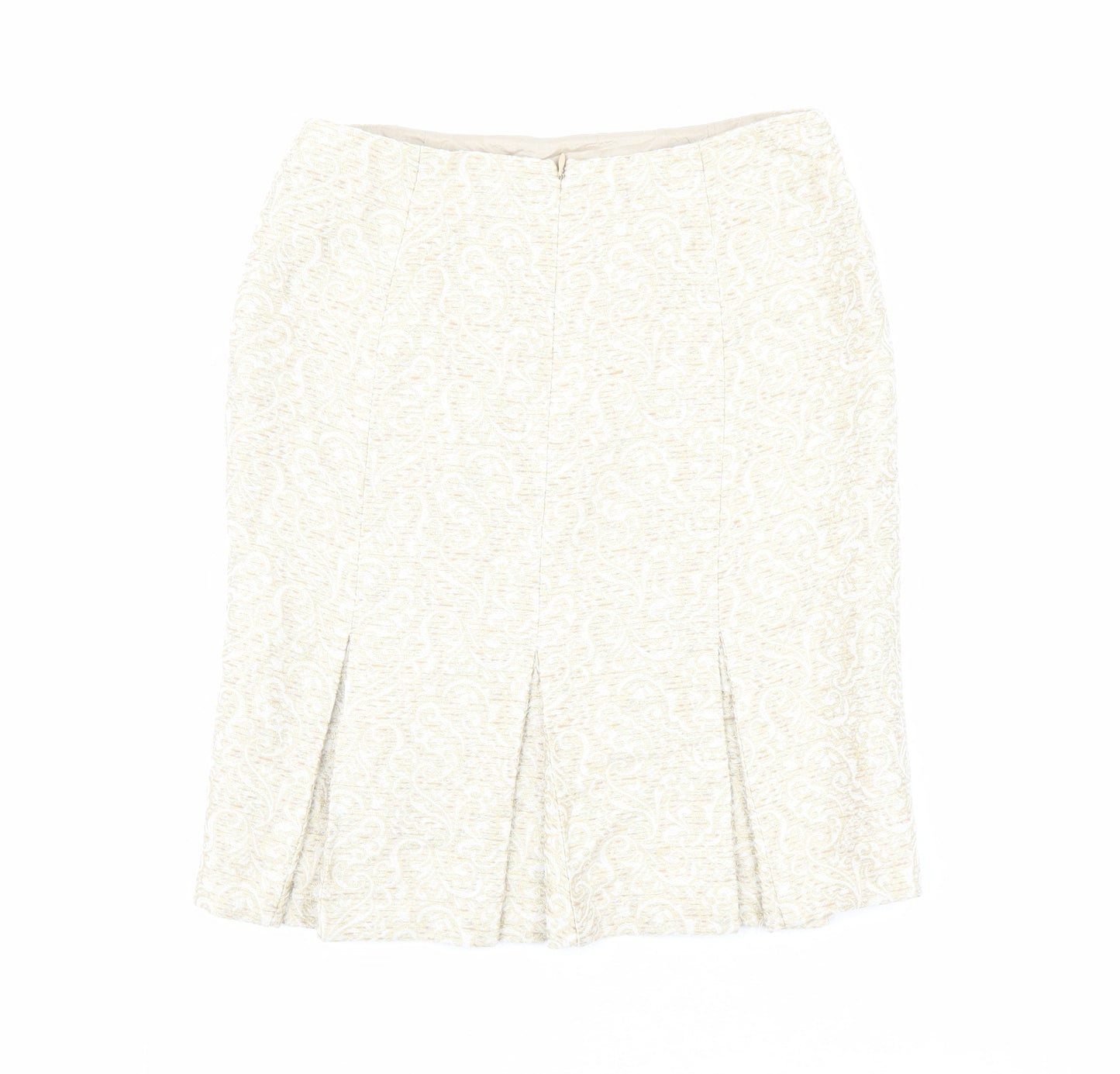 Ann Taylor Womens Beige Geometric Cotton Straight & Pencil Skirt Size 4 Zip
