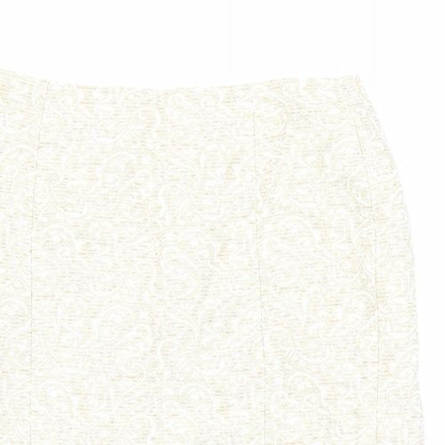 Ann Taylor Womens Beige Geometric Cotton Straight & Pencil Skirt Size 4 Zip