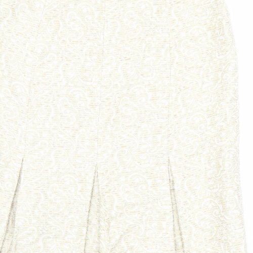 Ann Taylor Womens Beige Geometric Cotton Straight & Pencil Skirt Size 4 Zip