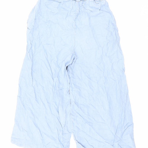 Cotton On Womens Blue Lyocell Cropped Trousers Size 8 L22 in Regular - Elastic Waist