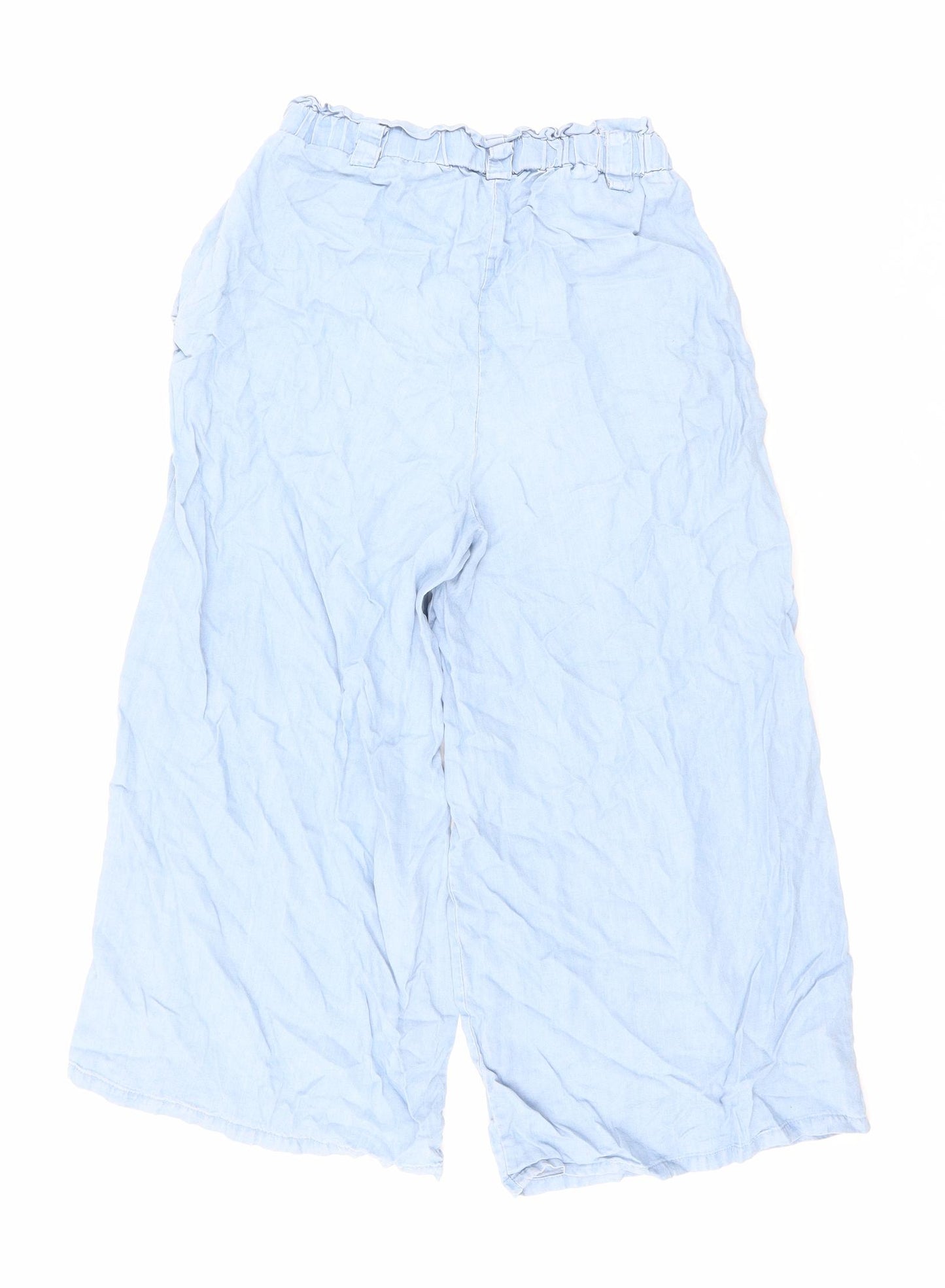 Cotton On Womens Blue Lyocell Cropped Trousers Size 8 L22 in Regular - Elastic Waist