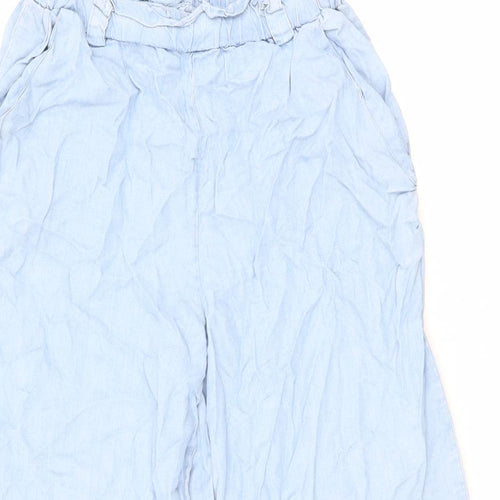Cotton On Womens Blue Lyocell Cropped Trousers Size 8 L22 in Regular - Elastic Waist