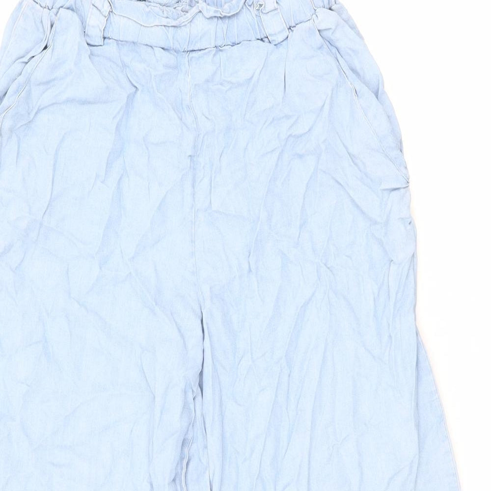 Cotton On Womens Blue Lyocell Cropped Trousers Size 8 L22 in Regular - Elastic Waist