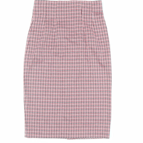 Marks and Spencer Womens Red Geometric Polyester Straight & Pencil Skirt Size 8